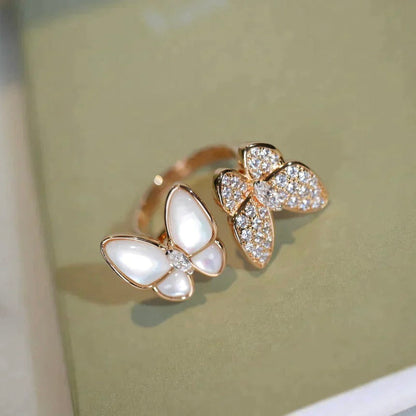 [⭐Miroze]TWIN BUTTERFLY DIAMOND MOP RING