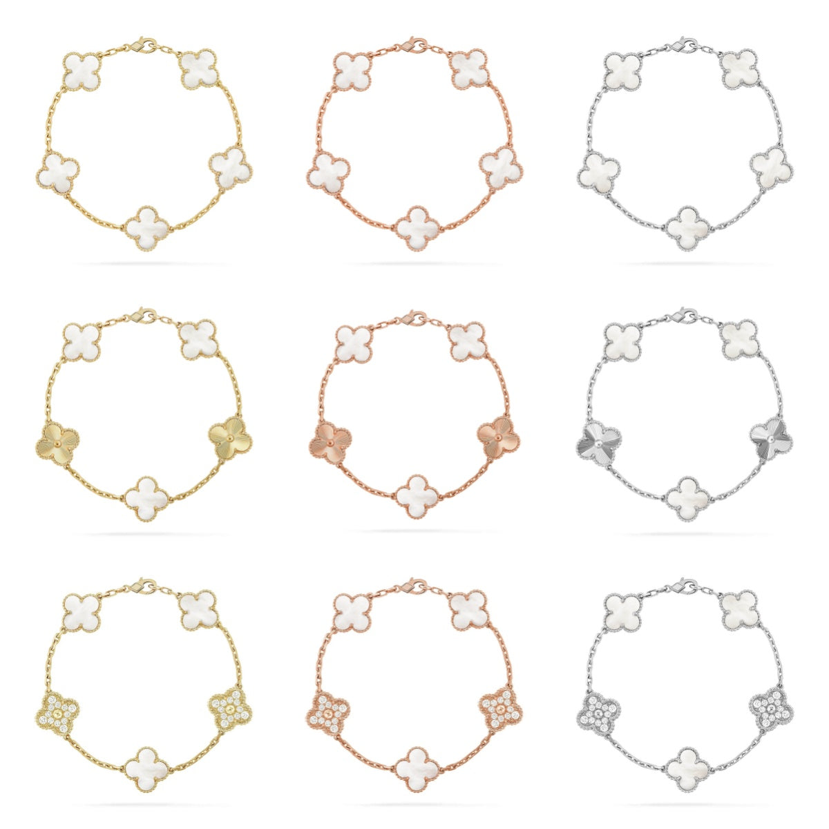 [⭐Miroze ]New CLOVER WHITE PEARL MOP 5 MOTIF BRACELET COLLECTION