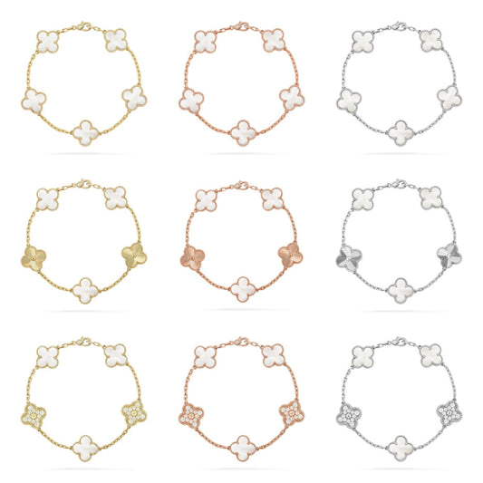 [[⭐DORISW] ]New CLOVER WHITE PEARL MOP 5 MOTIF BRACELET COLLECTION