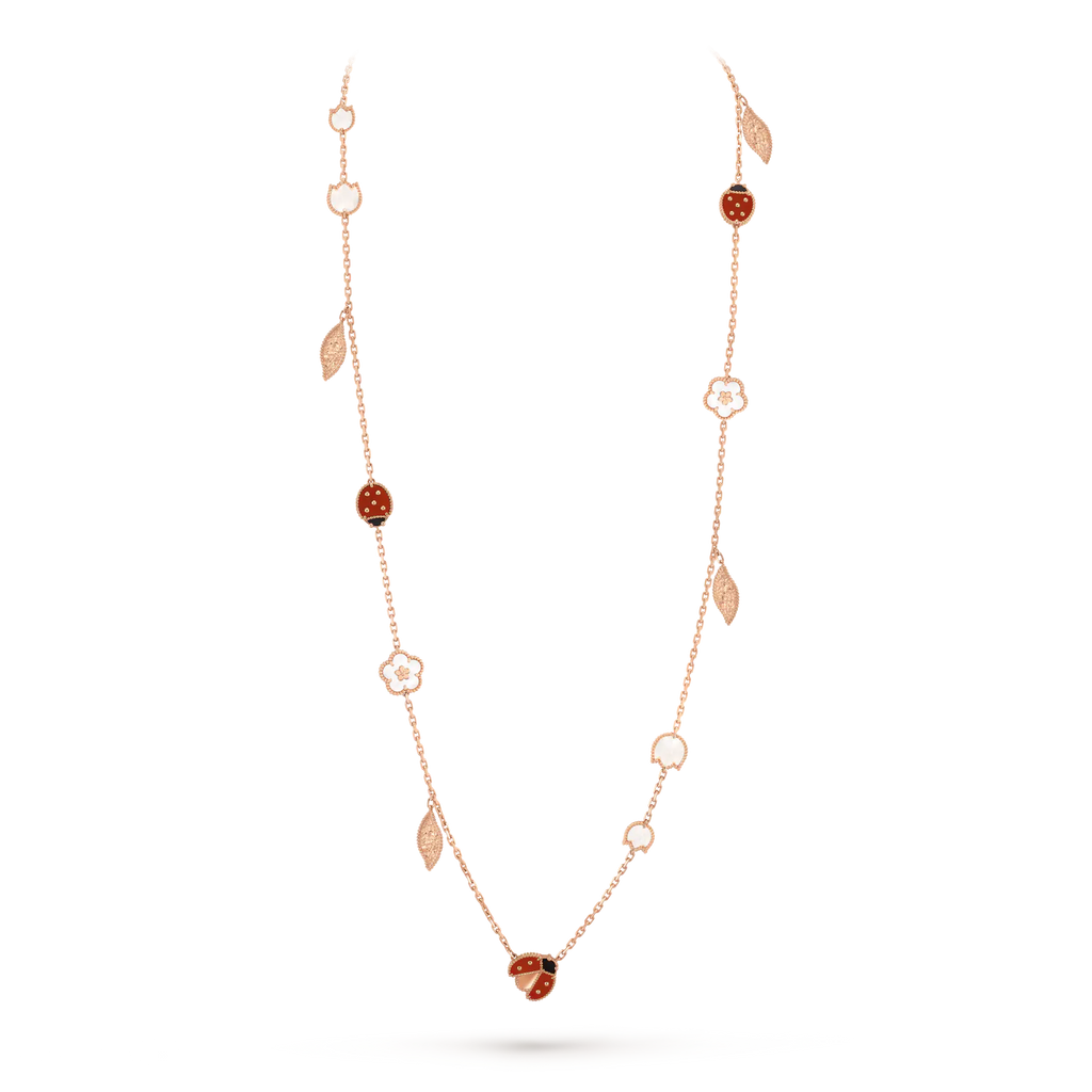 ⭐Miroze LUCKY SPRING 15 MOTIFS ROSE GOLD NECKLACE