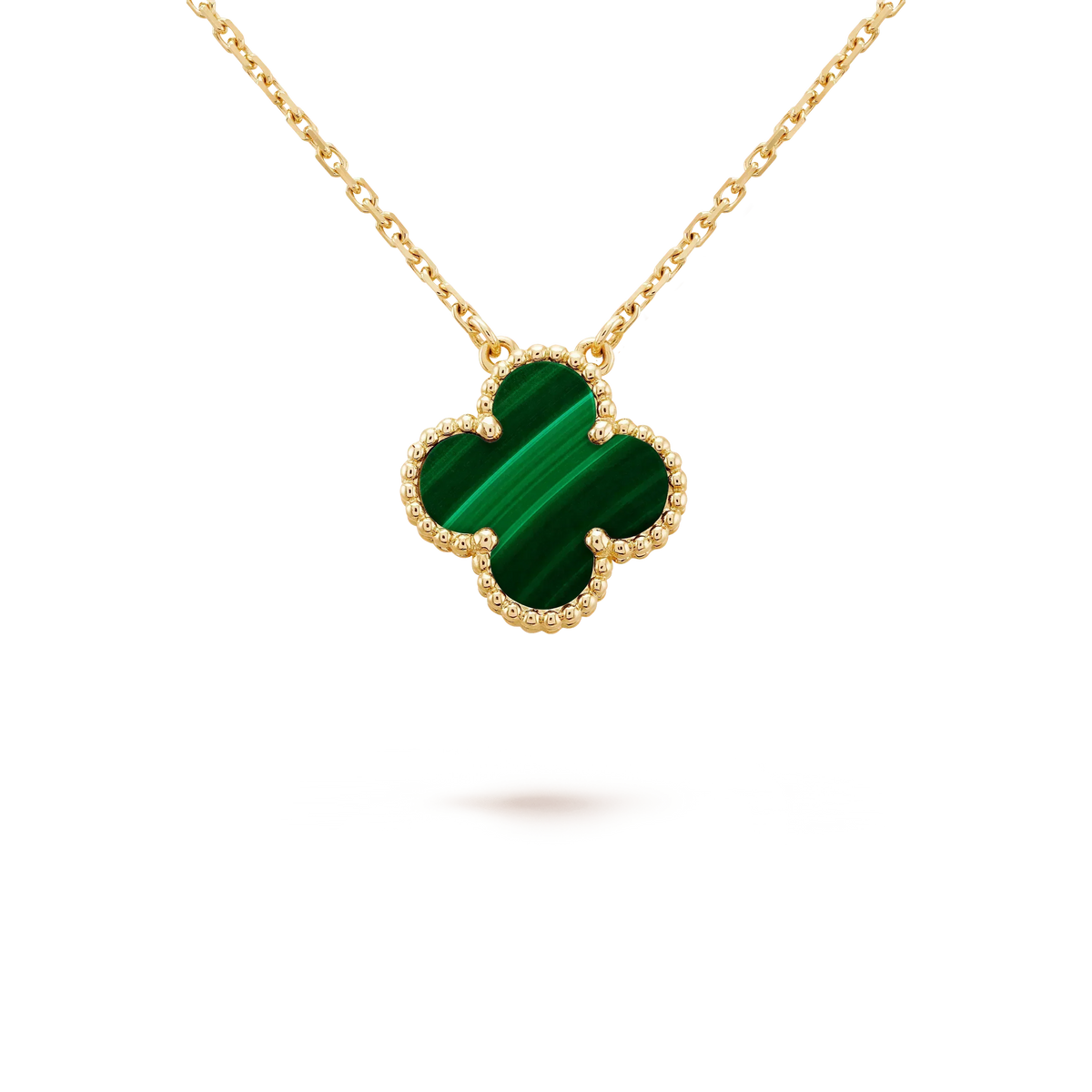 ⭐Miroze CLOVER 15MM MALACHITE SINGLE FLOWER  NECKLACE