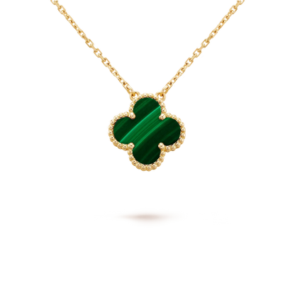 [⭐Miroze]CLOVER 15MM MALACHITE SINGLE FLOWER  NECKLACE