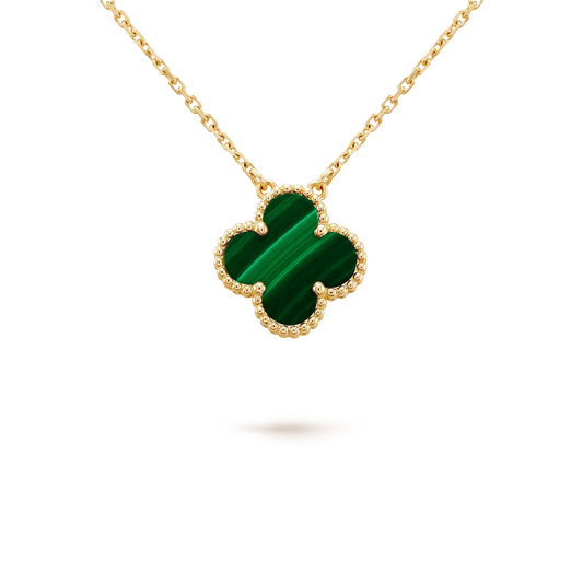 [⭐Miroze]CLOVER 15MM MALACHITE SINGLE FLOWER  NECKLACE