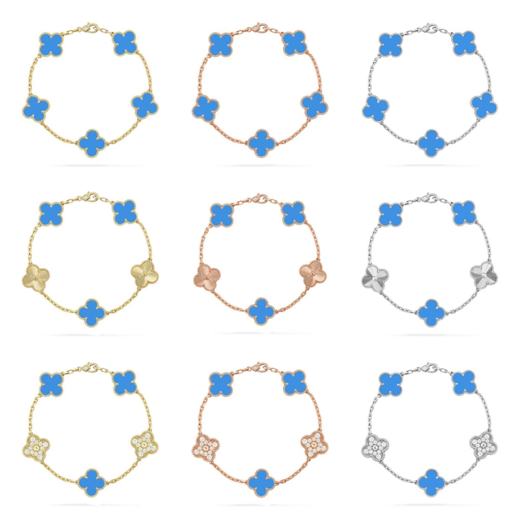 [⭐Miroze ]New CLOVER 5 MOTIF BLUE AGATE BRACELET COLLECTION