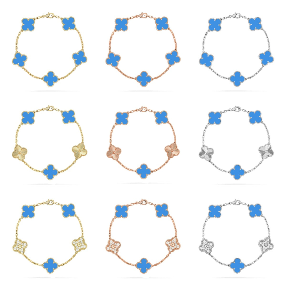 [⭐Miroze ]New CLOVER 5 MOTIF BLUE AGATE BRACELET COLLECTION