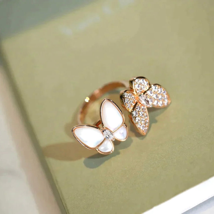 [⭐Miroze]TWIN BUTTERFLY DIAMOND MOP RING