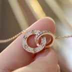 ⭐Miroze LOVE 7.6MM NECKLACE ROSE GOLD AND SILVER  FULL DIAMOND
