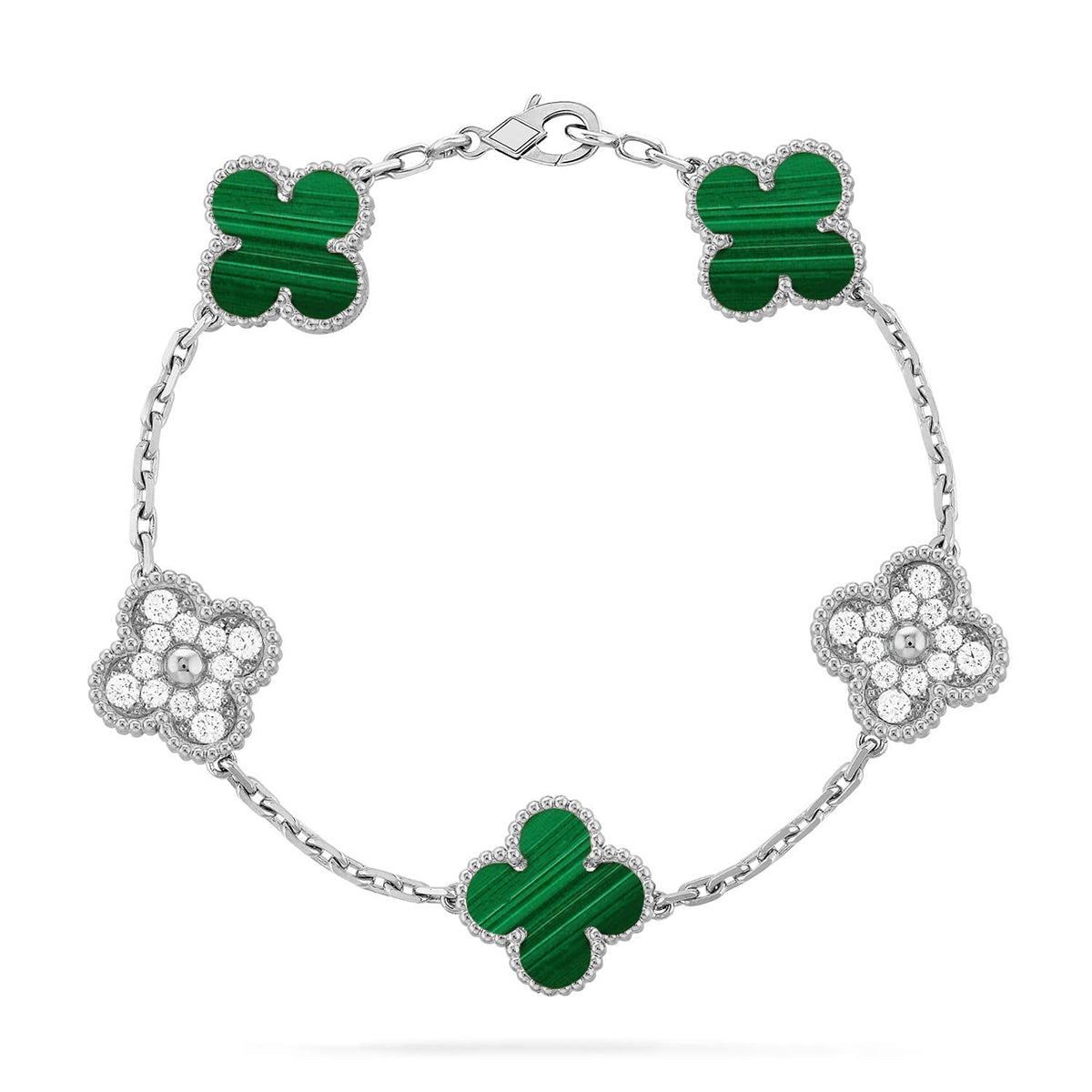 [⭐Miroze ]New  CLOVER 5 MOTIF MALACHITE BRACELET COLLECTION