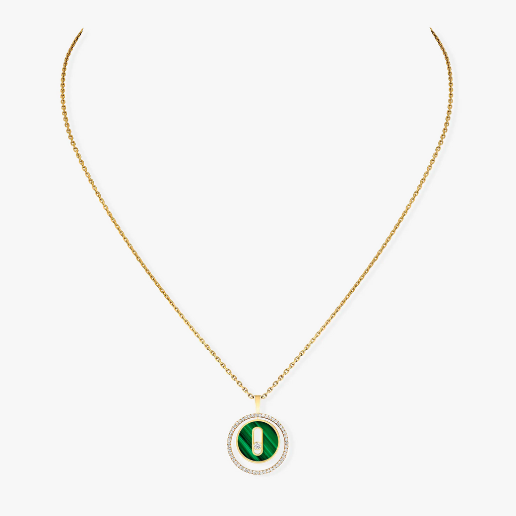 [⭐Miroze]LUCKY MOVE 1 DIAMOND MALACHITE GOLD DIAMOND NECKLACE
