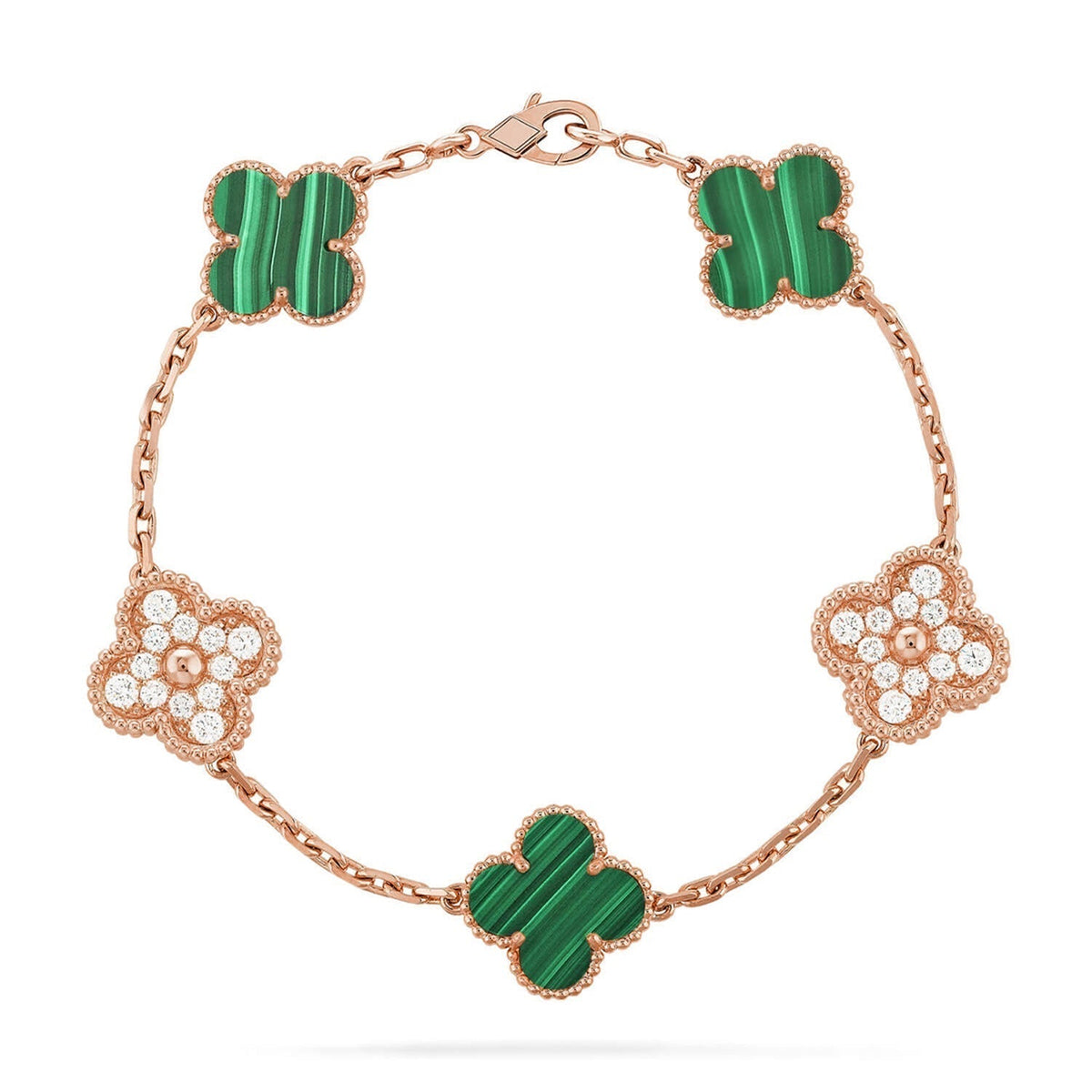 [⭐Miroze ]New  CLOVER 5 MOTIF MALACHITE BRACELET COLLECTION