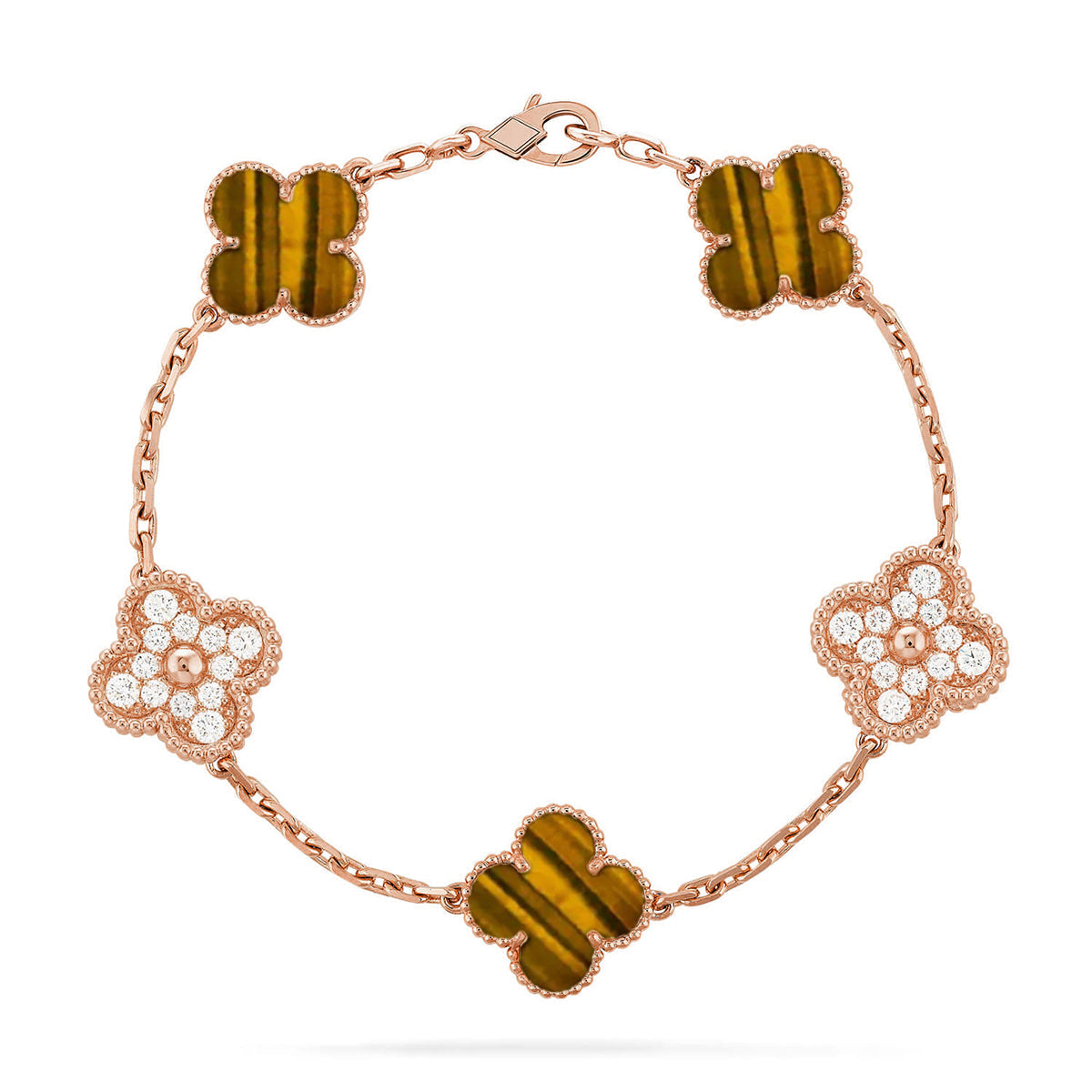 [⭐Miroze ]New  CLOVER 5 MOTIFS TIGER EYE BRACELET COLLECTION