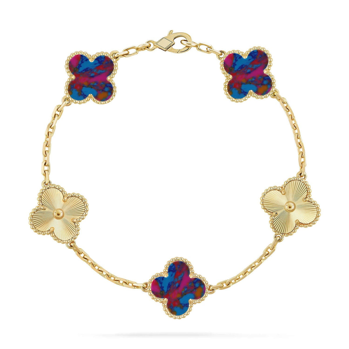 [⭐Miroze]CLOVER 5 MOTIF COLOR GEMSTONES BRACELET COLLECTION