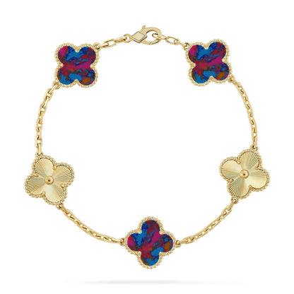 [⭐Miroze]CLOVER 5 MOTIF COLOR GEMSTONES BRACELET COLLECTION