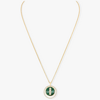 [⭐Miroze]LUCKY MOVE 3 DIAMOND MALACHITE GOLD DIAMOND NECKLACE