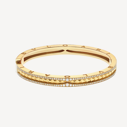[⭐Miroze]ZERO 1 SPIRAL AND PAVED DIAMOND GOLD BRACELET