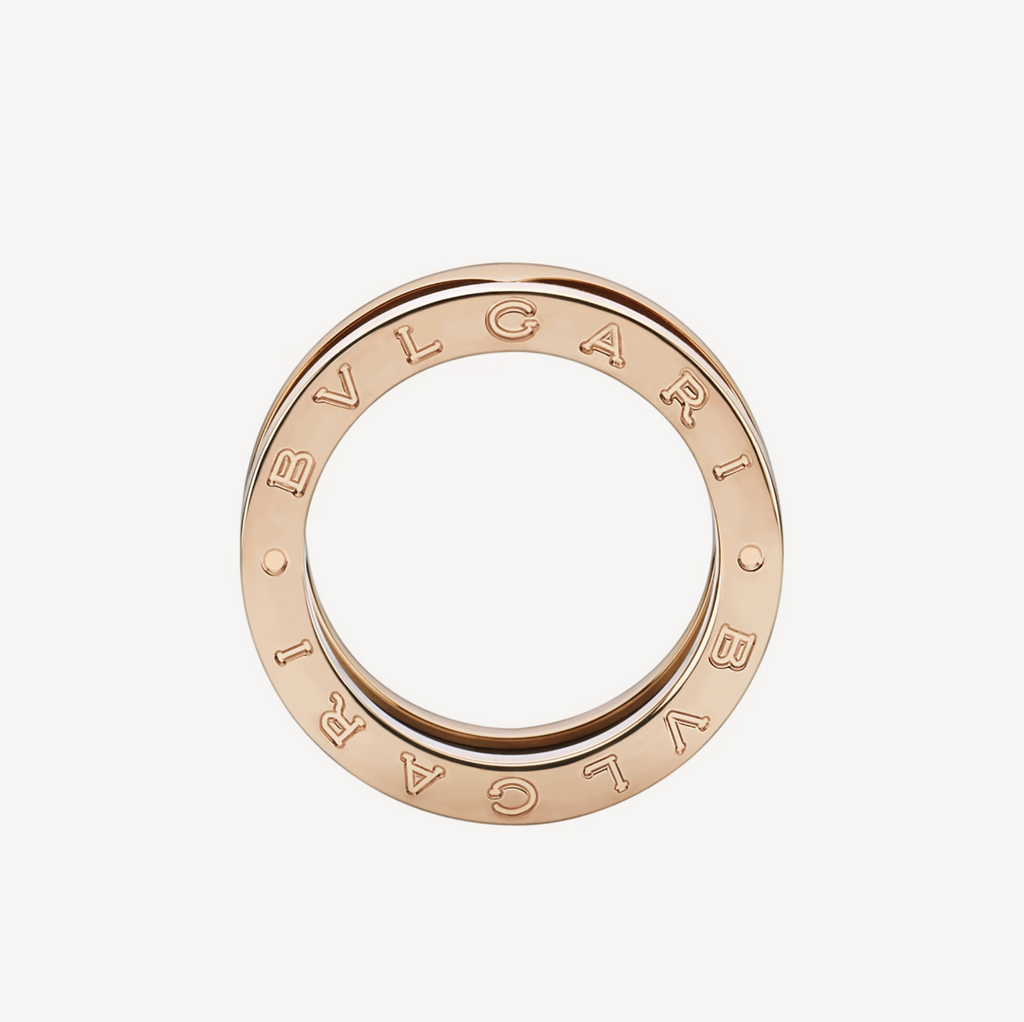 [⭐Veya]ZERO 1 TWO-BAND LOOPS AND BLACK CERAMIC PINK GOLD RING