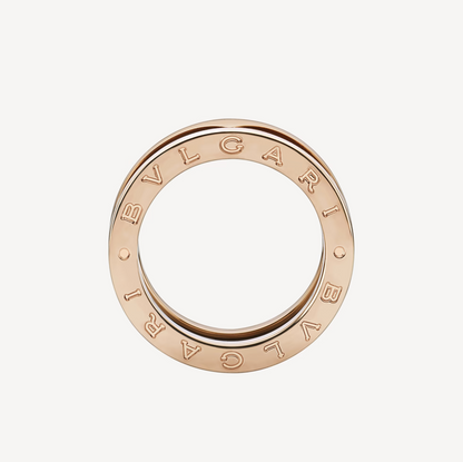 [⭐Miroze]ZERO 1 TWO-BAND LOOPS AND BLACK CERAMIC PINK GOLD RING