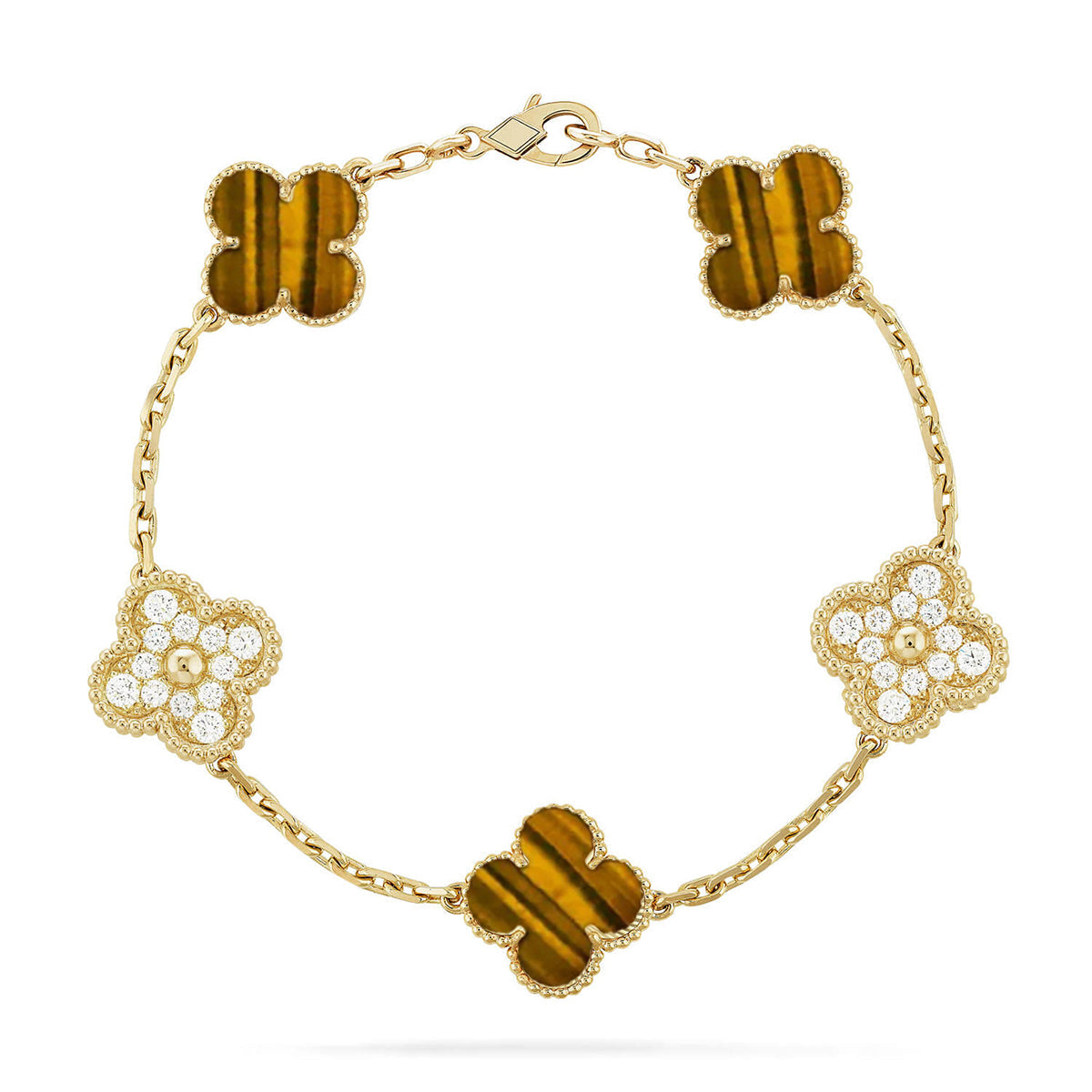 [⭐Miroze ]New  CLOVER 5 MOTIFS TIGER EYE BRACELET COLLECTION