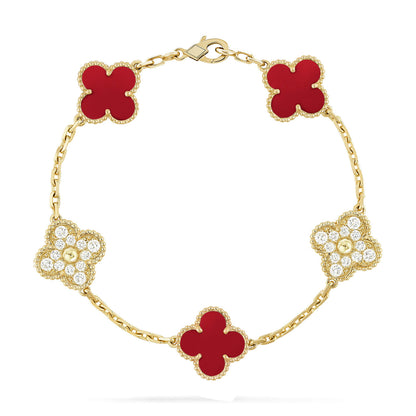 [⭐Miroze] CLOVER 5 MOTIF RED CORNELIAN BRACELET COLLECTION