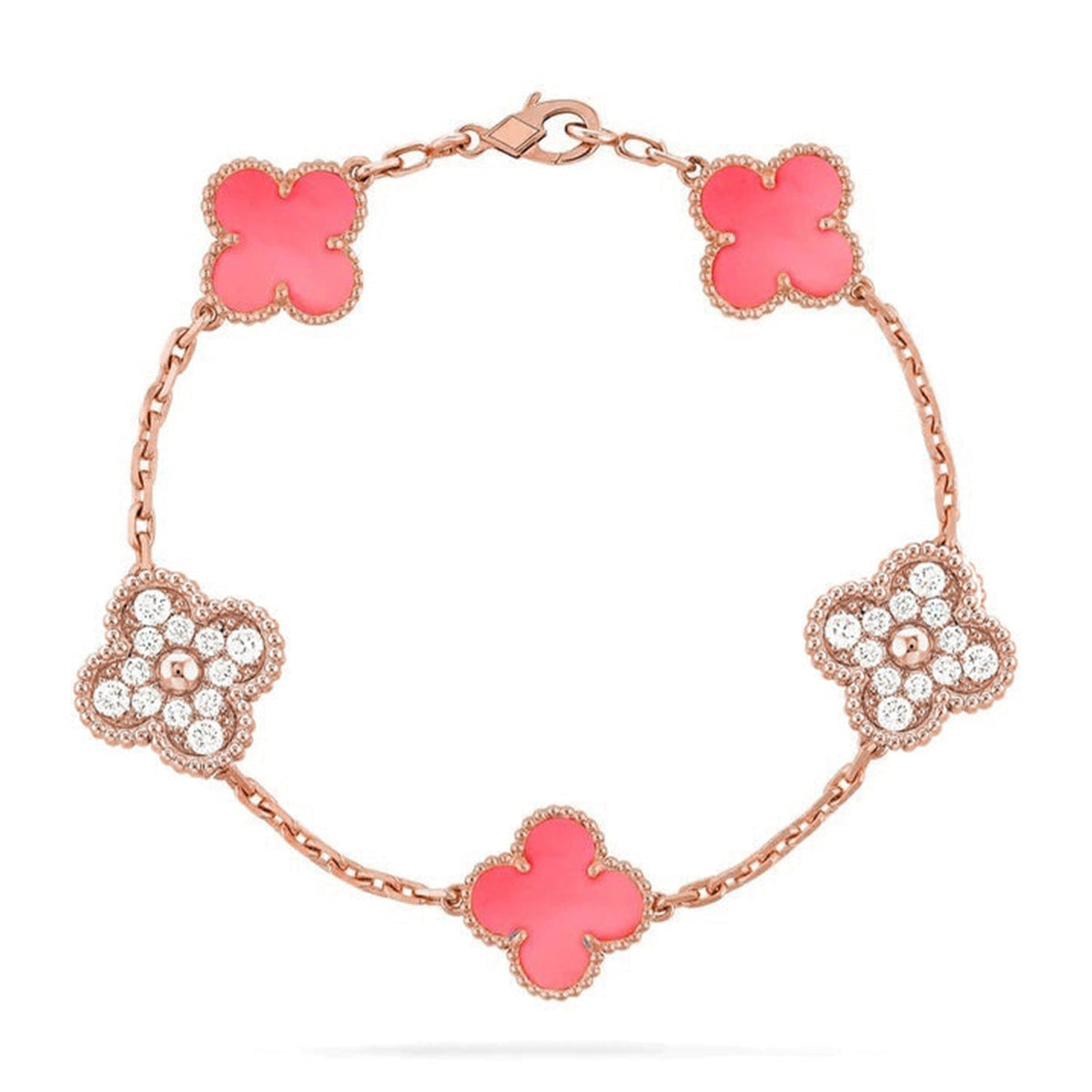 [⭐Miroze] CLOVER 5 MOTIFS  PINK MOP BRACELET COLLECTION