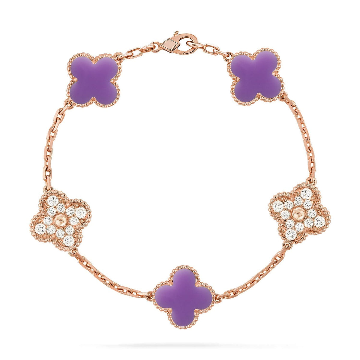 [⭐Miroze]CLOVER 5 MOTIF LIGHT PURPLE BRACELET COLLECTION