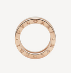 [⭐Veya]ZERO 1 TWO-BAND LOOPS AND WHITE CERAMIC SPIRAL PINK GOLD RING