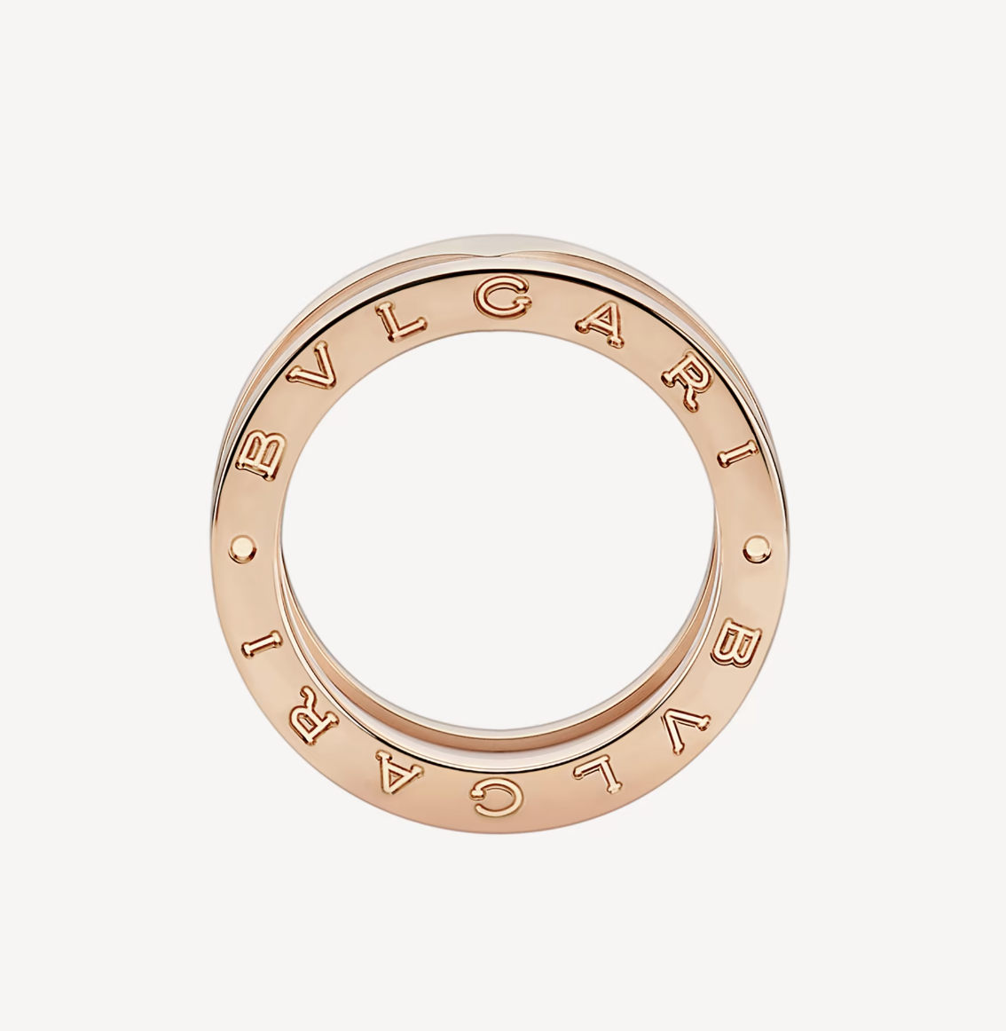 [⭐Veya]ZERO 1 TWO-BAND LOOPS AND WHITE CERAMIC SPIRAL PINK GOLD RING