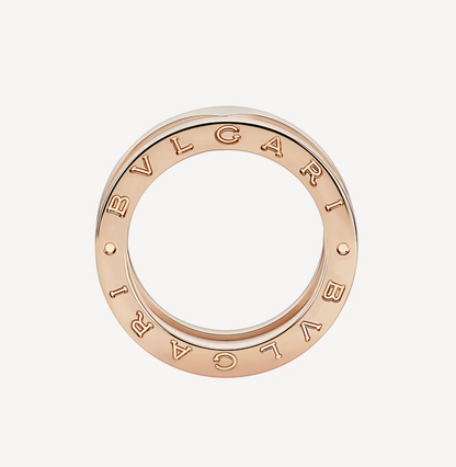 [⭐Miroze]ZERO 1 TWO-BAND LOOPS AND WHITE CERAMIC SPIRAL PINK GOLD RING
