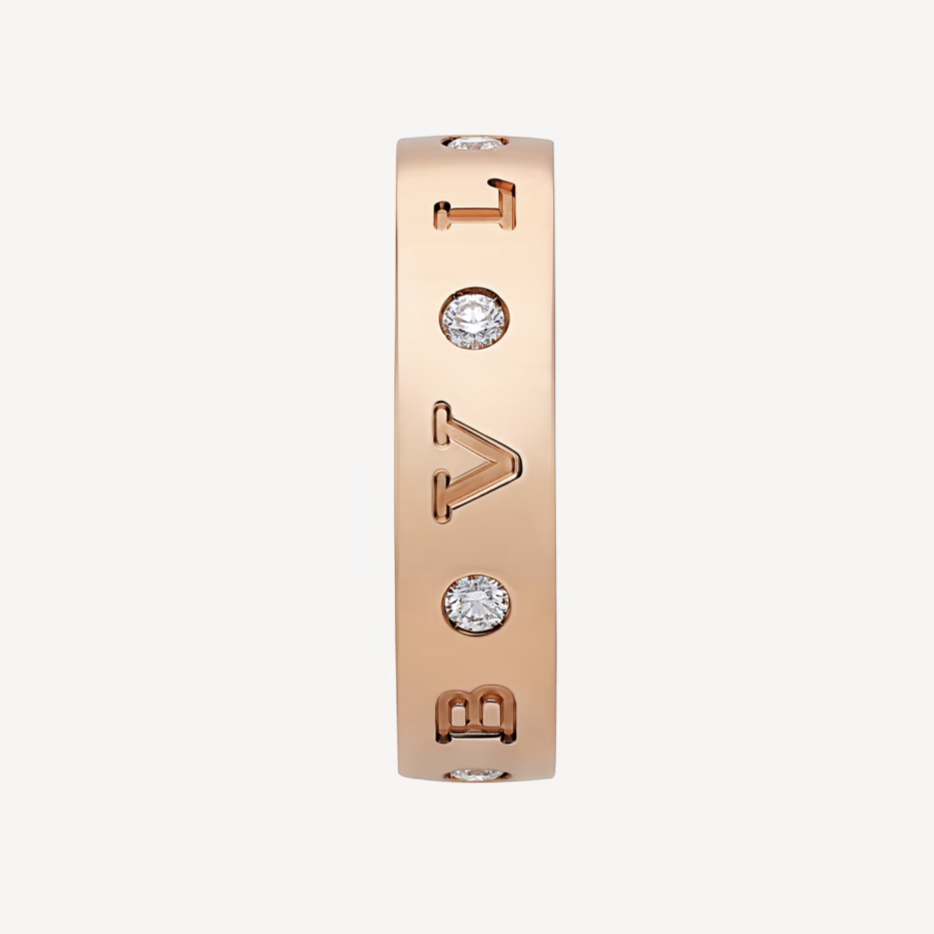 [⭐Veya]ZERO 1 ESSENTIAL PINK GOLD BAND WITH DIAMONDS RING