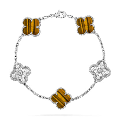 [⭐Miroze] CLOVER 5 MOTIFS TIGER EYE BRACELET COLLECTION