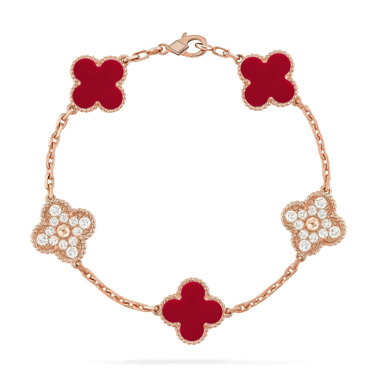 [⭐Miroze] CLOVER 5 MOTIF RED CORNELIAN BRACELET COLLECTION