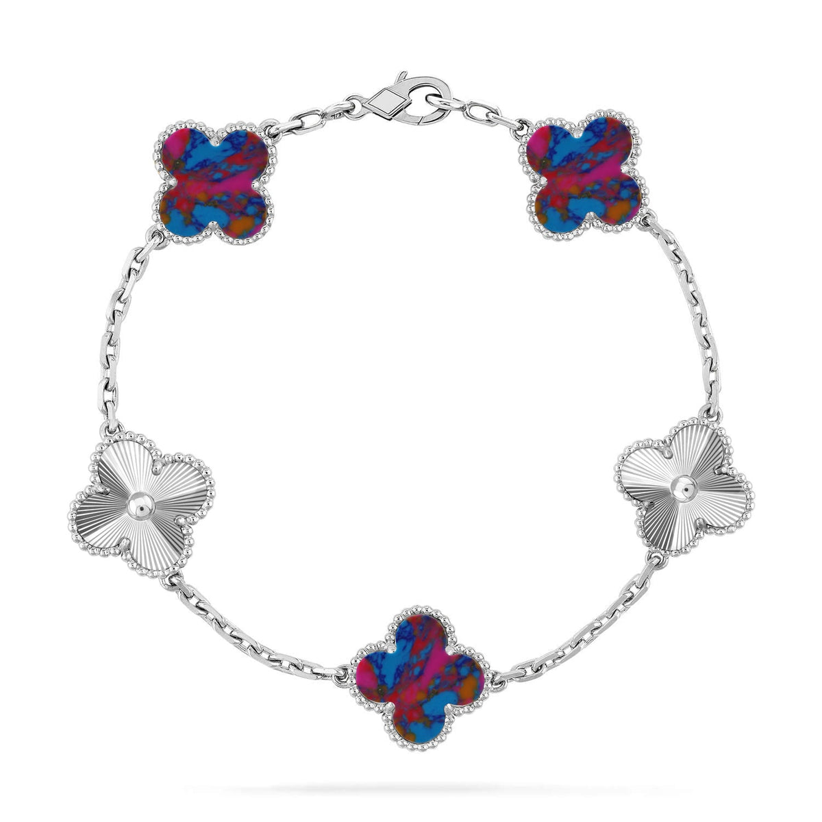 [⭐Miroze]CLOVER 5 MOTIF COLOR GEMSTONES BRACELET COLLECTION