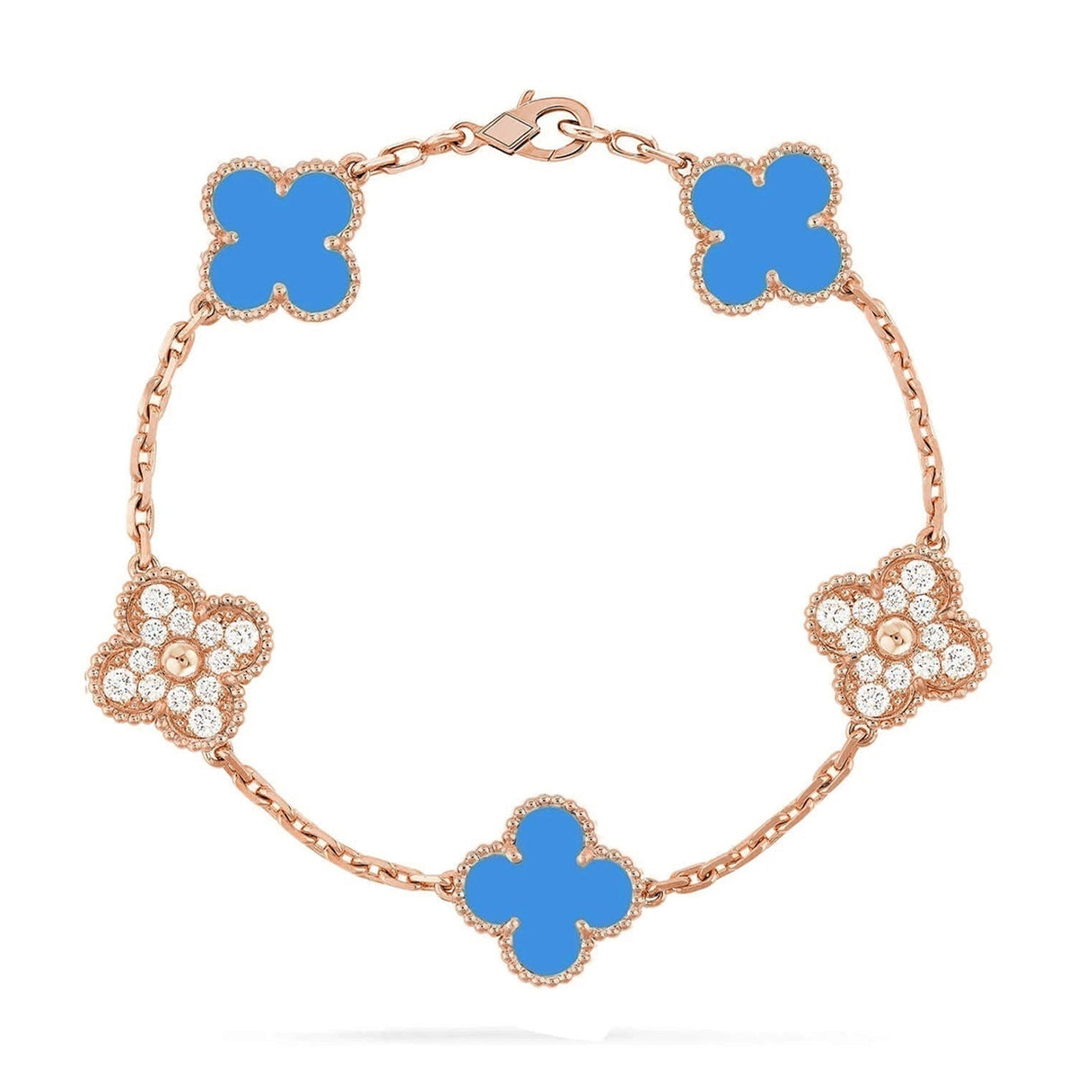 [⭐Miroze] CLOVER 5 MOTIF BLUE AGATE BRACELET COLLECTION