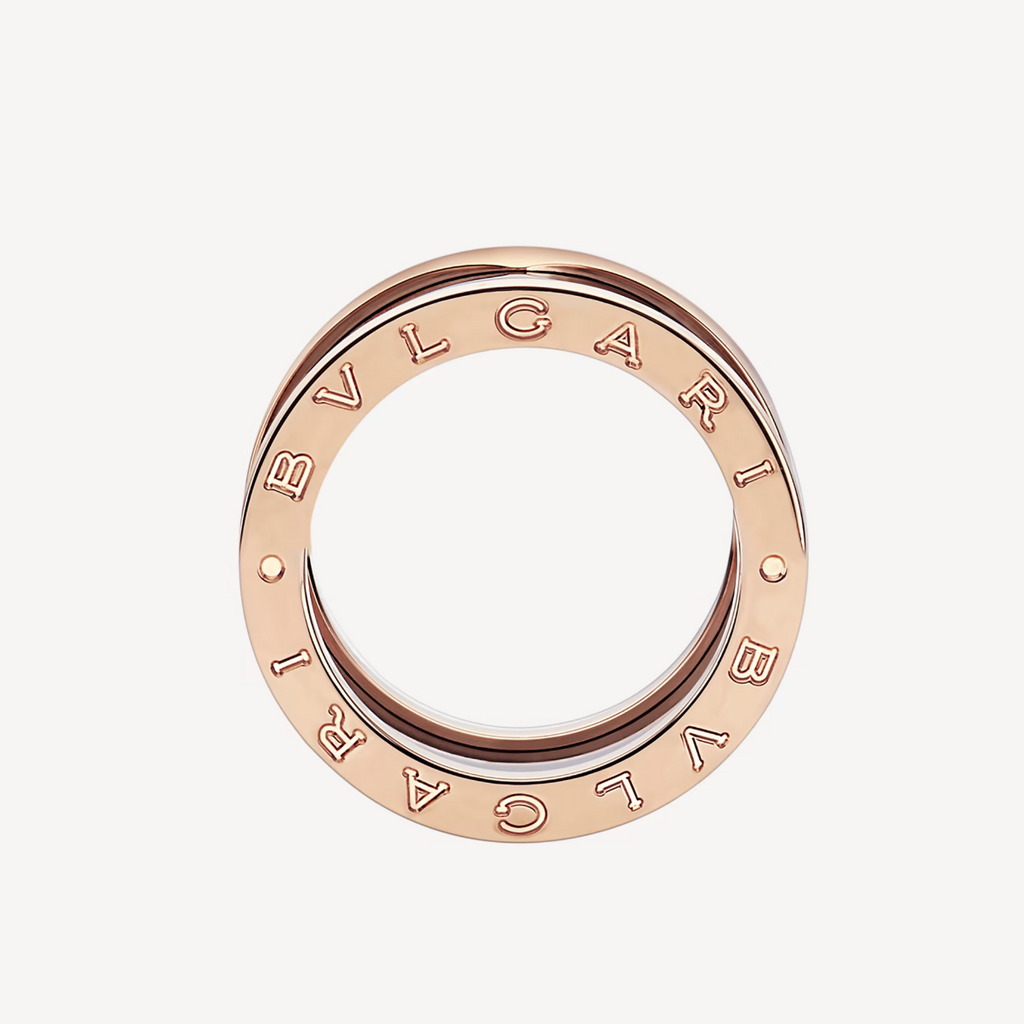 [⭐Veya]ZERO 1 FOUR-BAND LOOPS AND BLACK CERAMIC SPIRAL PINK GOLD RING