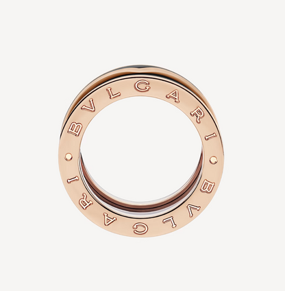 [⭐Miroze]ZERO 1 TWO-BAND WITH MATTE BLACK CERAMIC PINK GOLD RING
