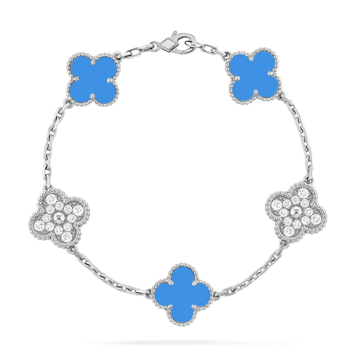 [⭐Miroze] CLOVER 5 MOTIF BLUE AGATE BRACELET COLLECTION