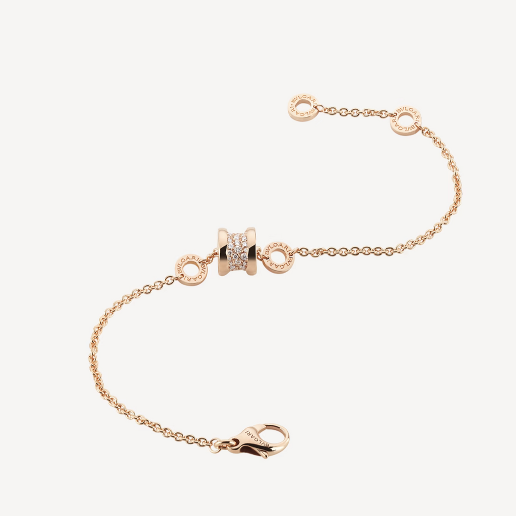 [⭐Veya]ZERO 1 SOFT PINK GOLD WITH PAVED DIAMONDS ON THE SPIRAL BRACELET