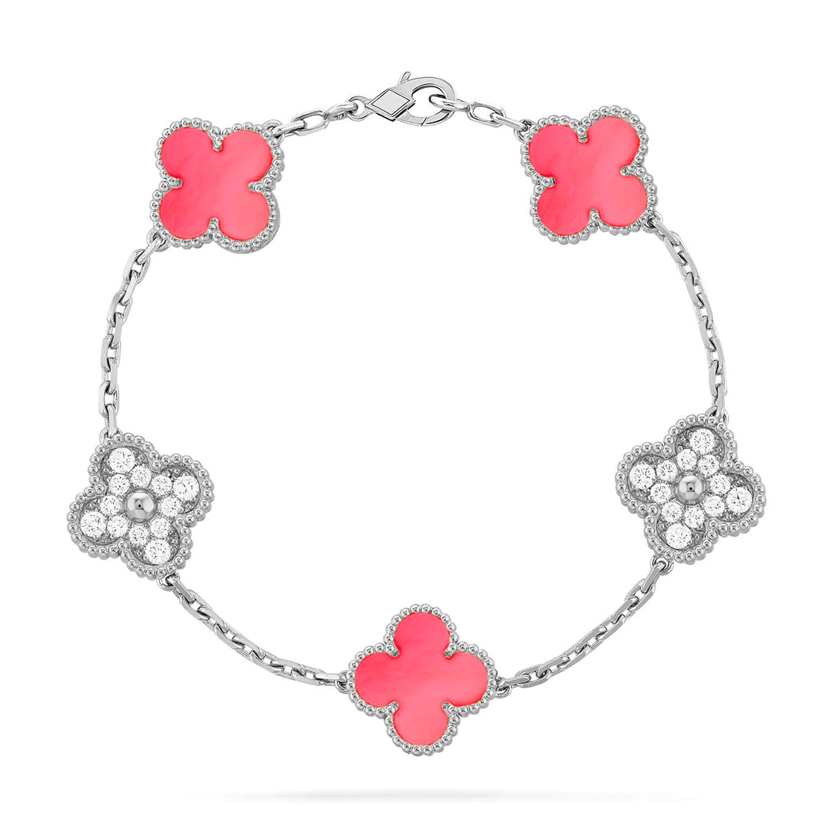 [⭐Miroze ]New  CLOVER 5 MOTIFS  PINK MOP BRACELET COLLECTION