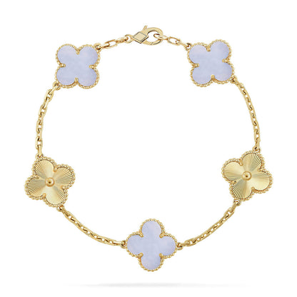[⭐Miroze] CLOVER 5 MOTIF PURPLE CHALCEDONY BRACELET COLLECTION