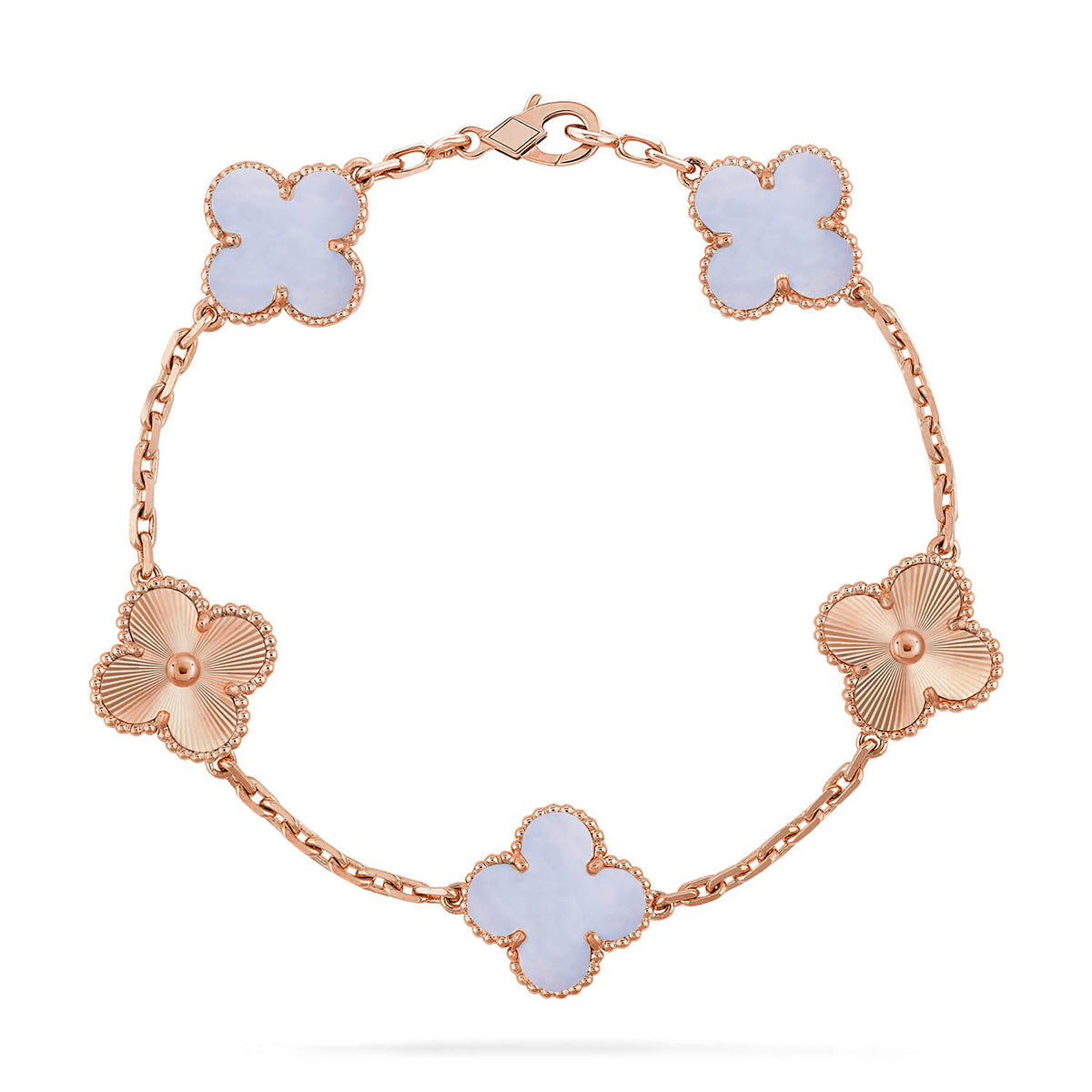 [⭐Miroze ]New  CLOVER 5 MOTIF PURPLE CHALCEDONY BRACELET COLLECTION