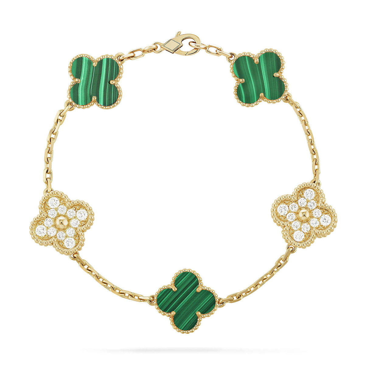 [⭐Miroze ]New  CLOVER 5 MOTIF MALACHITE BRACELET COLLECTION