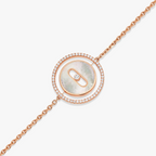 [⭐Miroze]LUCKY MOVE WHITE MOTHER OF PEARL PINK GOLD DIAMOND BRACELET