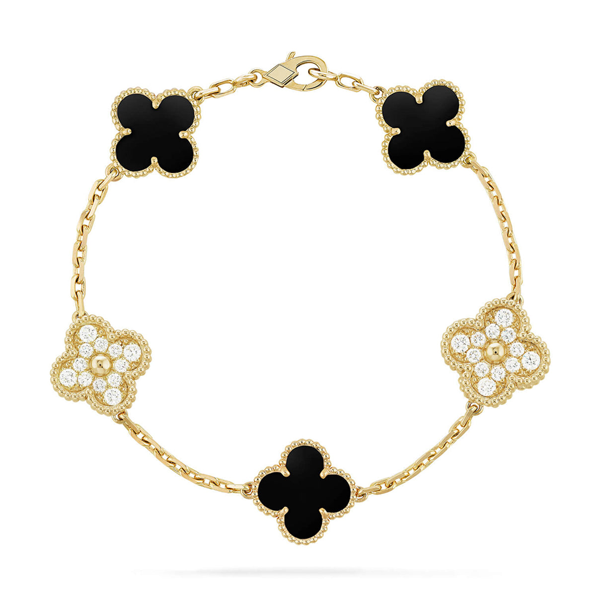[⭐Miroze ]New CLOVER 5 MOTIF ONYXS BRACELET COLLECTION