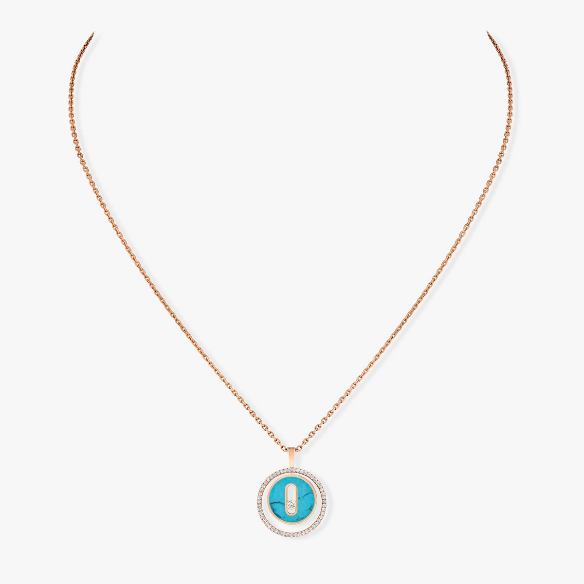 [⭐Miroze]LUCKY MOVE 1 DIAMOND TURQUOISE PINK GOLD DIAMOND NECKLACE