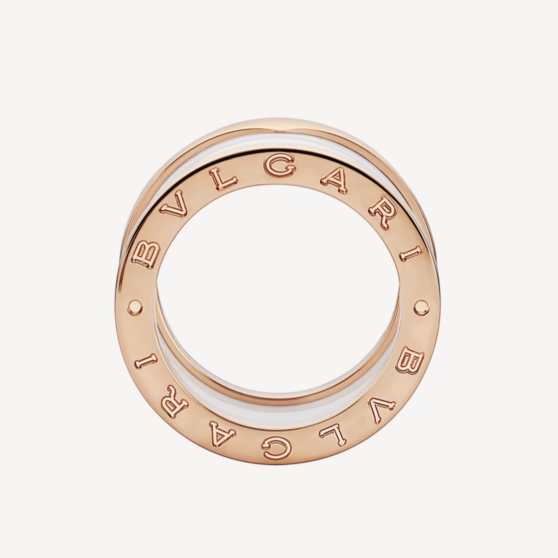 [⭐Miroze]ZERO 1 FOUR-BAND LOOPS AND WHITE CERAMIC SPIRAL PINK GOLD RING