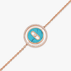 [⭐Miroze]LUCKY MOVE TURQUOISE PINK GOLD DIAMOND BRACELET