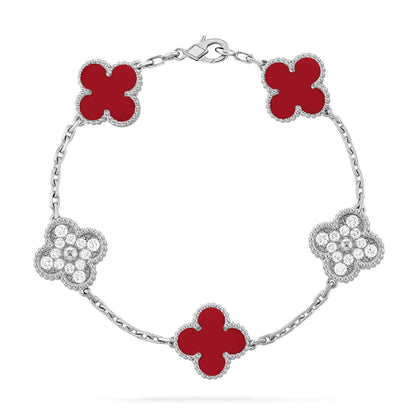 [⭐Miroze] CLOVER 5 MOTIF RED CORNELIAN BRACELET COLLECTION