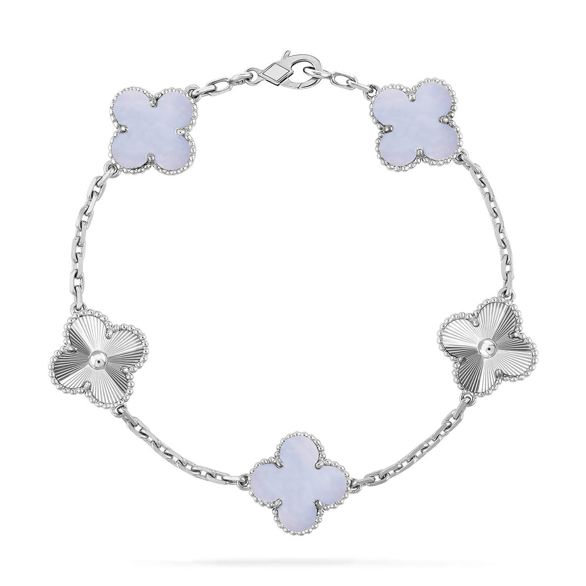 [⭐Miroze ]New  CLOVER 5 MOTIF PURPLE CHALCEDONY BRACELET COLLECTION
