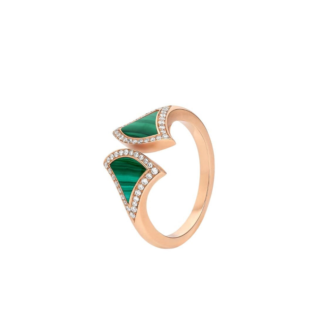 [⭐Veya]DREAM MALACHITE DIAMOND OPEN RING
