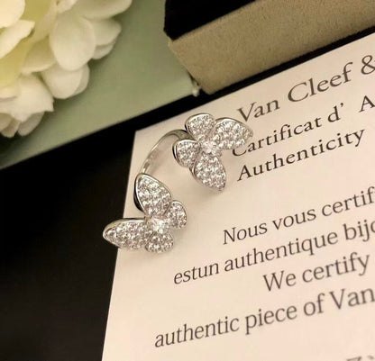 [⭐Miroze]TWIN SILVER BUTTERFLY DIAMOND RING